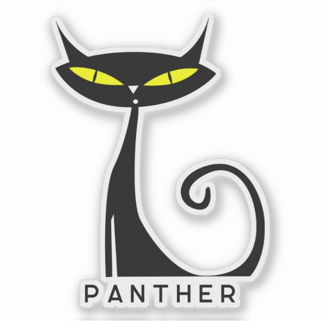 Customizable Mid Century Modern Atomic Black Cat (Front)
