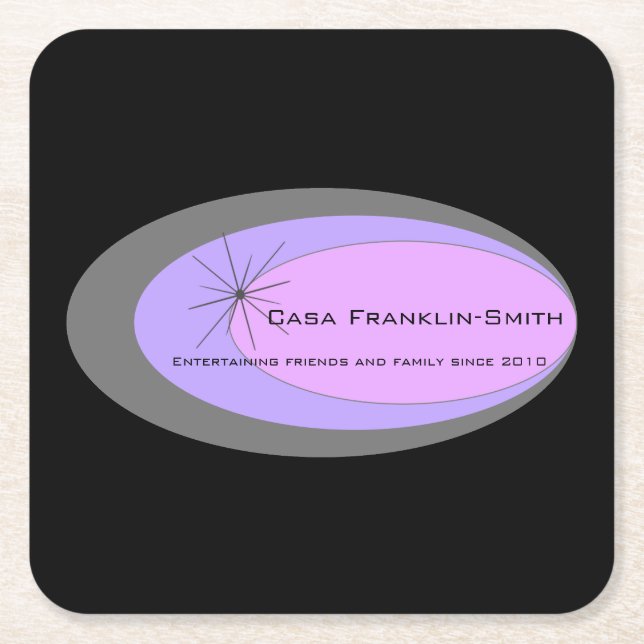 Customizable Mid-century Modern Square Paper Coaster (Front)