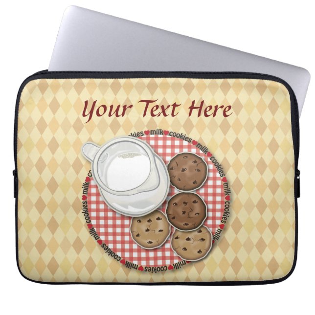 Customizable Milk and Cookies Laptop Sleeve (Front)