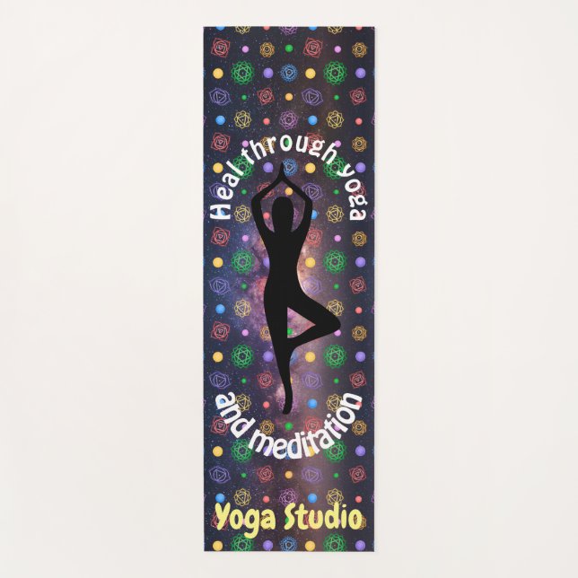Customizable milky way chakra yoga pose yoga mat (Front)