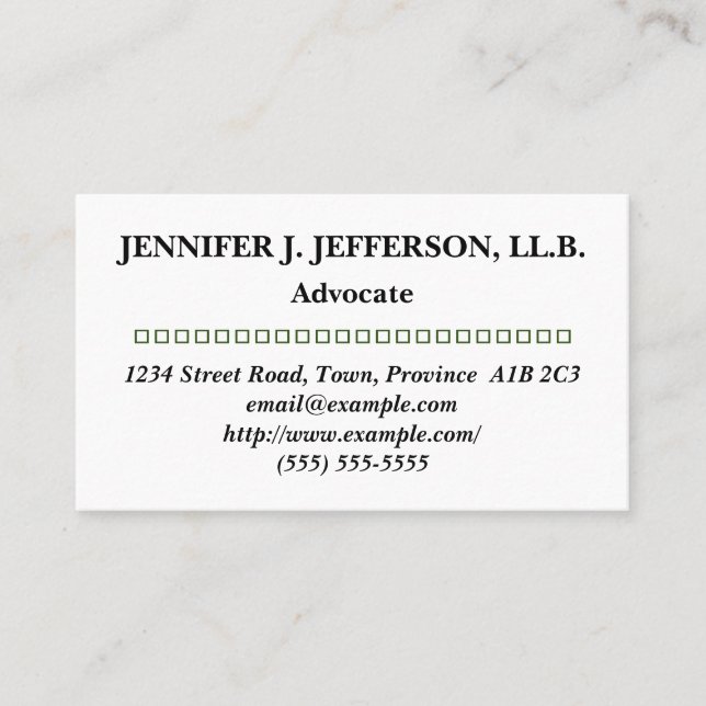 Customizable & Minimal Advocate Business Card (Front)