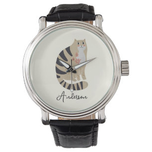 Customizable Minimalist Cute Smiling Cat  Watch