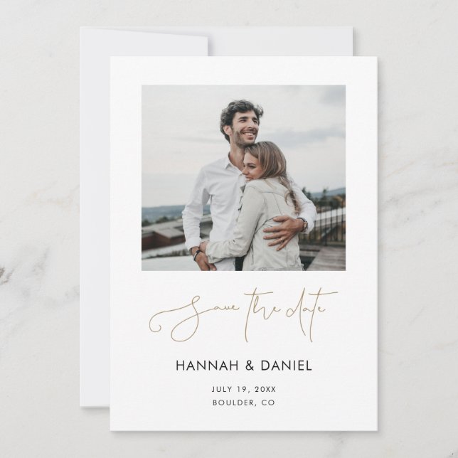 Customizable Minimalist Modern Photo Wedding Save The Date (Front)
