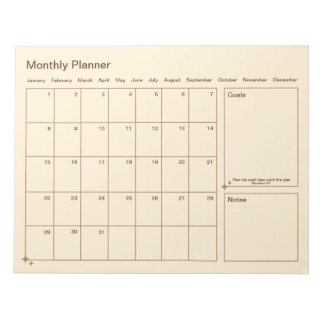 Customizable Minimalist Monthly Planner  Notepad