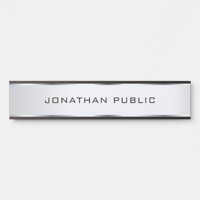 Customizable Minimalist Template Faux Silver Door Sign (Front)