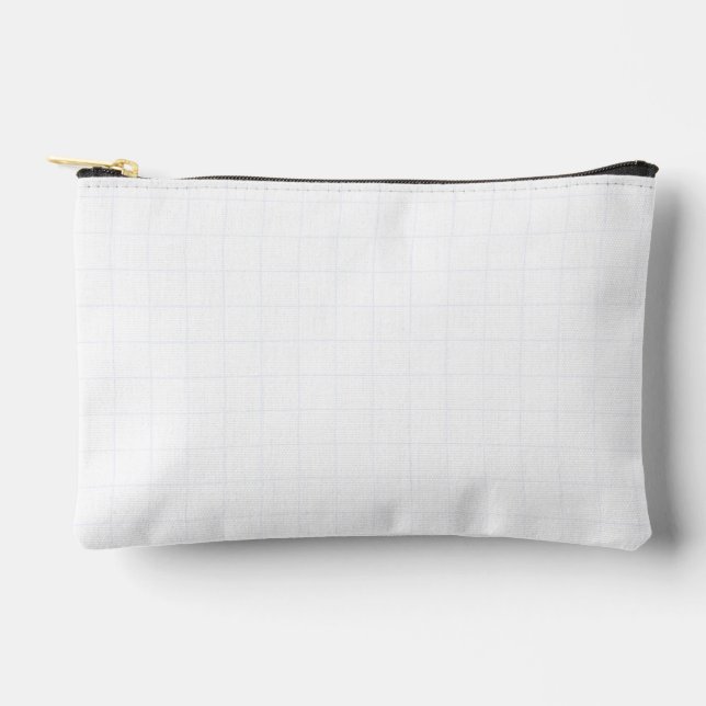 Customizable Minimalist White Grid Texture Accessory Pouch (Front)