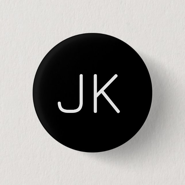 Customizable minimalistic initials name 1 inch round button (Front)