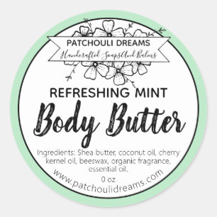 Customizable Mint Body Butter Label Handmade