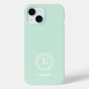 Customizable Mint Green Monogram Phone Case