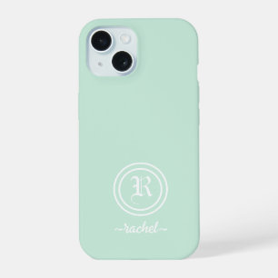 Customizable Mint Green Monogram Phone Case