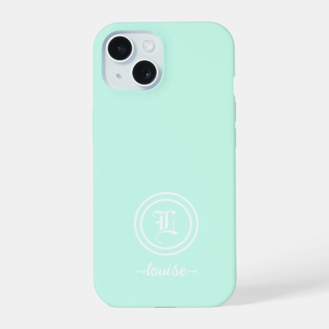 Customizable Mint Green Monogram Phone Case (Back)