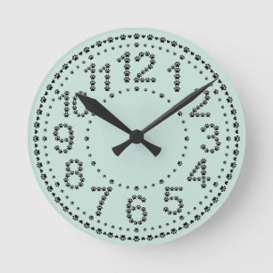 Customizable Mint Paw Print Wall Round Clock