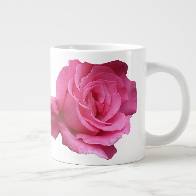 Customizable Miriam name monogram pink rose floral Large Coffee Mug (Right)