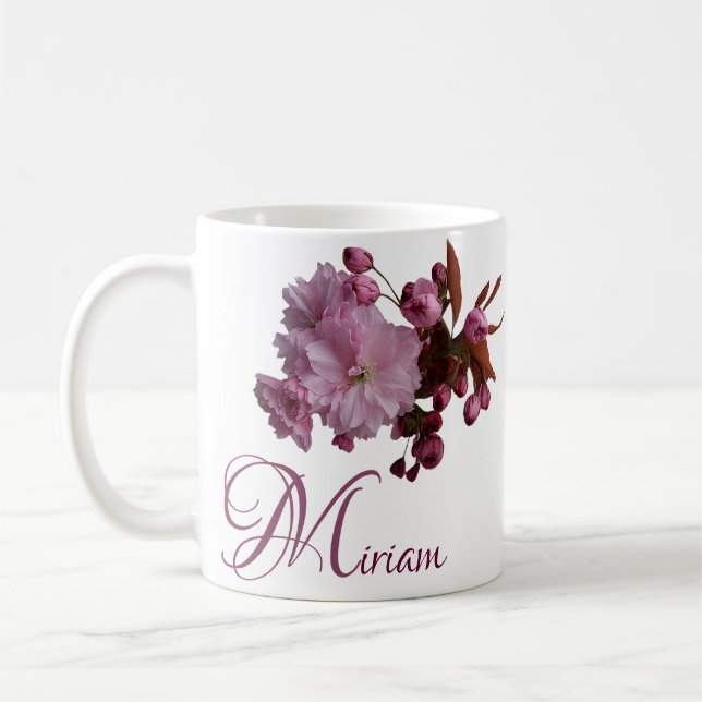 Customizable Miriam name pink rose flowers boho  C Coffee Mug (Left)