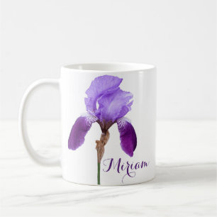 Customizable Miriam name pretty purple iris flower Coffee Mug