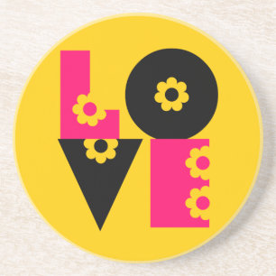 Customizable Mod Floral LOVE Square Coaster