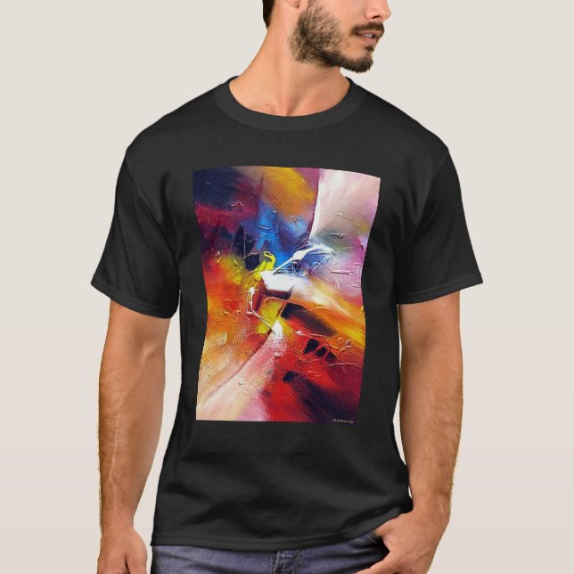 Customizable Modern Abstract Art Painting Black T-Shirt (Front)