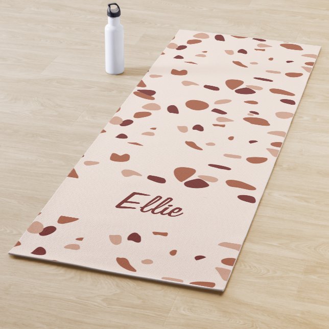 Customizable Modern Boho Terrazzo Pattern Yoga Mat (In Situ)