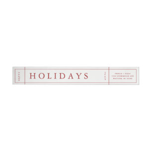 Customizable Modern Christmas Envelope Label - Red