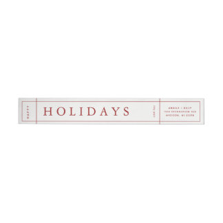 Customizable Modern Christmas Envelope Label - Red