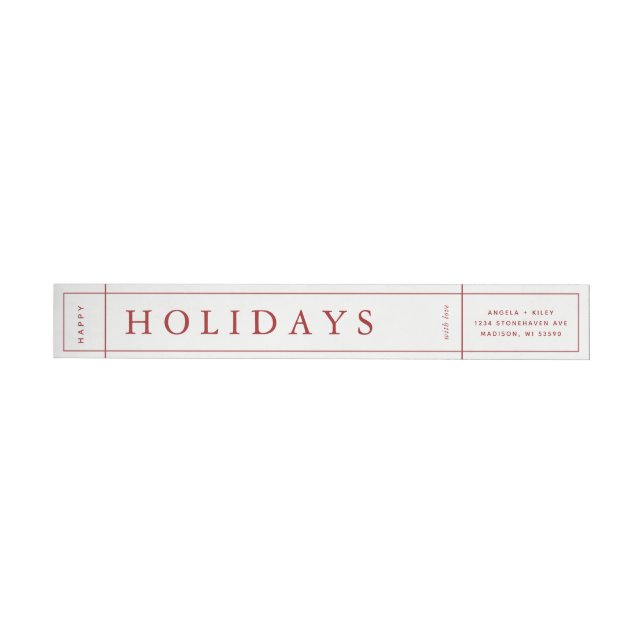 Customizable Modern Christmas Envelope Label - Red (Individual)