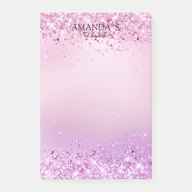 Customizable Modern Glitter Post-it Notes (Front)