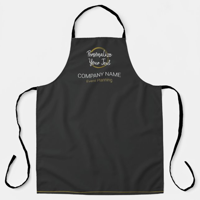 Customizable Modern Gold & Black Event Planning Apron (Front)
