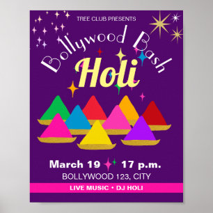 Customizable Modern Hindu Holi Festival Colours  Poster