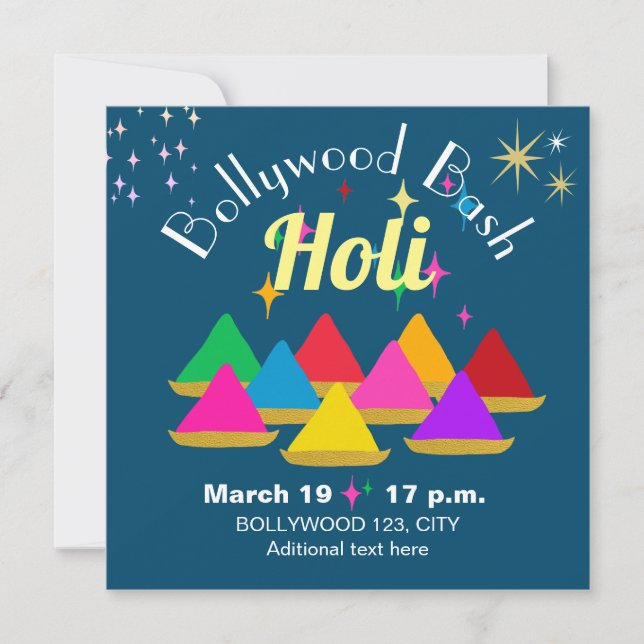 Customizable Modern Holi Festival Colours  Invitation (Front)