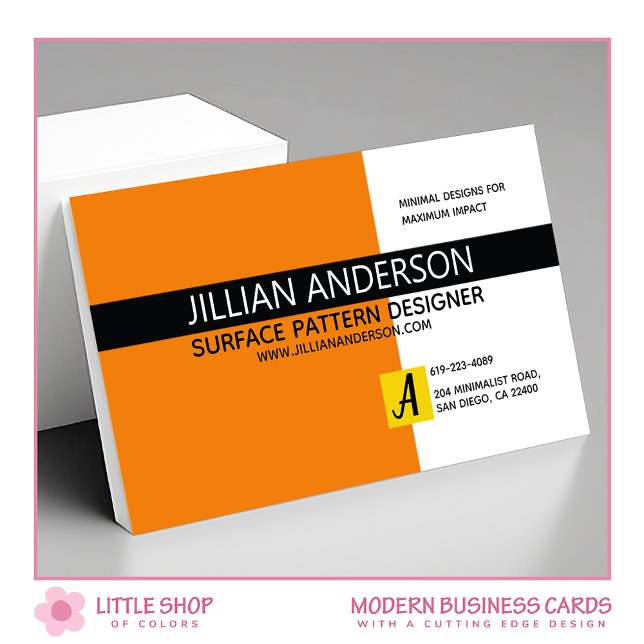 Customizable Modern Minimalist Orange Colour Block Business Card (Creator Uploaded)