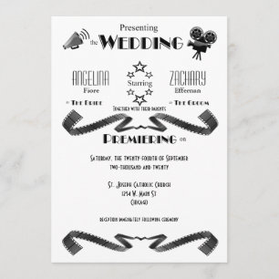 Customizable Modern Movie Buff Wedding Invitation