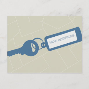 Customizable Modern Moving Announcement // Blue Postcard