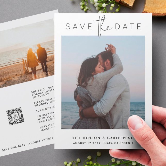Customizable Modern Multi Photo Qr Code Save The Date (Creator Uploaded)