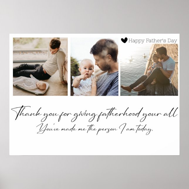 Customizable Modern Photo Collage Father's Day Gif Poster (Front)