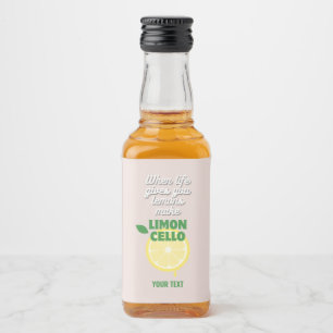 Customizable Modern Pink Italian Lemon Limoncello  Liquor Bottle Label