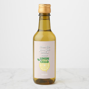 Customizable Modern Pink Italian Lemon Limoncello  Wine Label