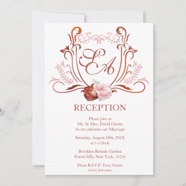 Customizable Modern Reception Layout Invitation (Front)