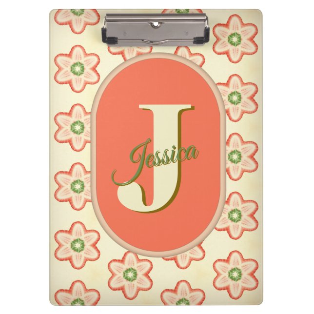 Customizable Modern Retro Monogram Clipboard (Front)