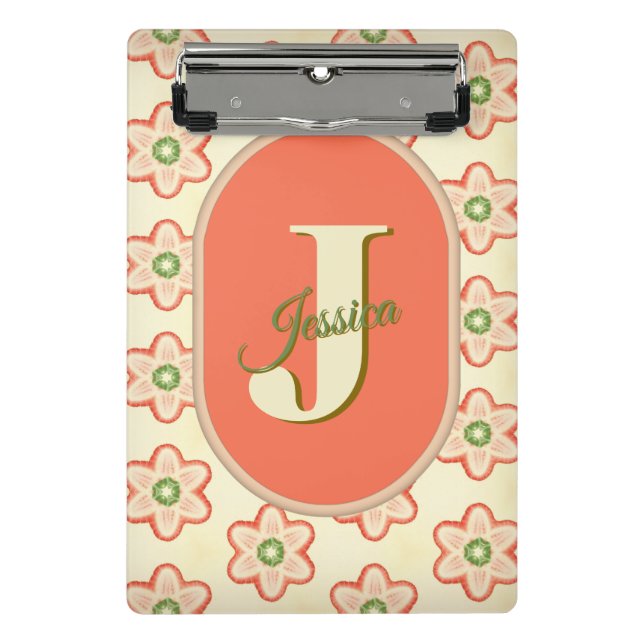 Customizable Modern Retro Monogram Mini Clipboard (Front)