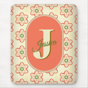 Customizable Modern Retro Monogram Mousepad