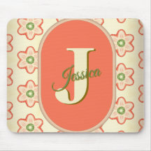 Customizable Modern Retro Monogram Mousepad