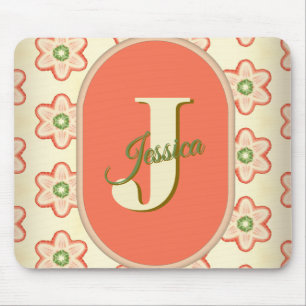 Customizable Modern Retro Monogram Mousepad