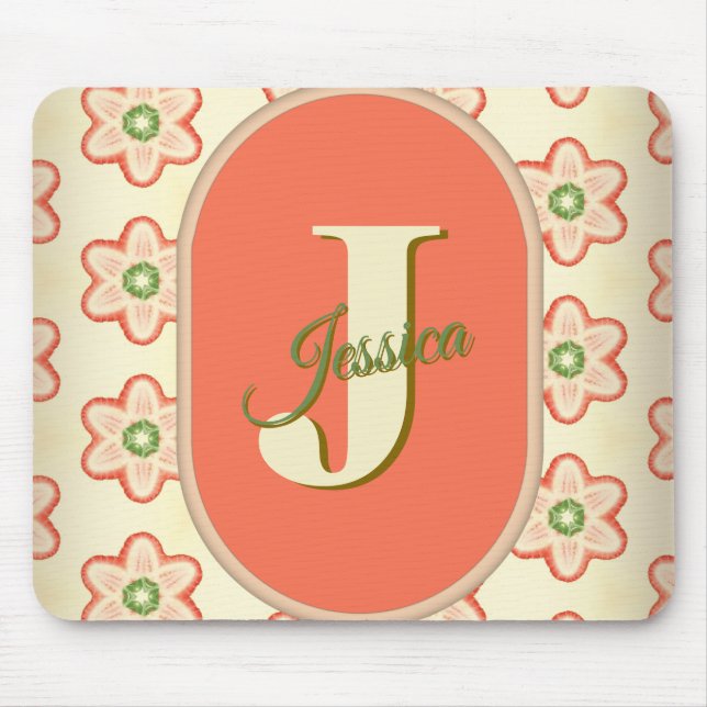 Customizable Modern Retro Monogram Mousepad (Front)