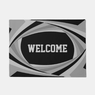 Customizable Modern Stylish Black Silver Pattern Doormat