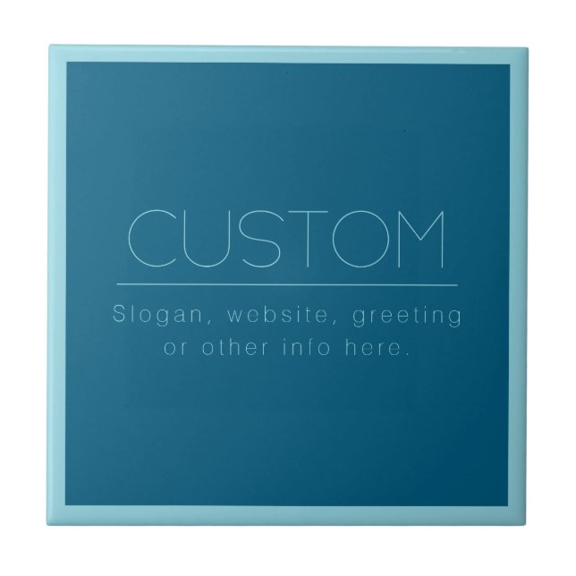 Customizable Modern Text | Ocean & Robin Egg Blue Tile (Front)