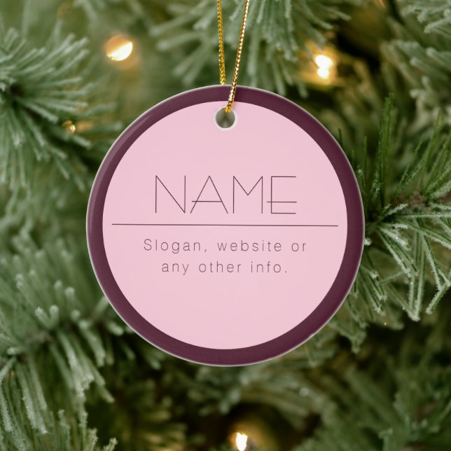 Customizable Modern Text w/Border Ceramic Ornament (Tree)