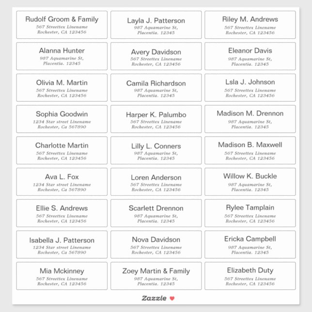 Customizable Modern Wedding Guest lable Sticker (Sheet)