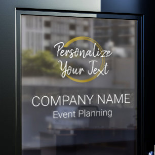Customizable Modern White & Gold Event Planning Window Cling