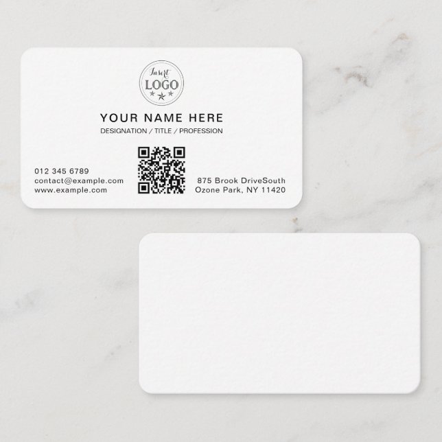 Customizable Modern White Rounded Business Card (Front/Back)
