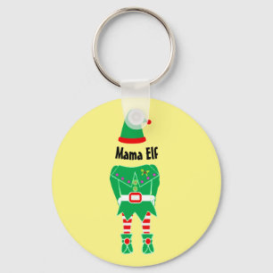 Customizable Mom Christmas Elf Stocking Stuffer Keychain